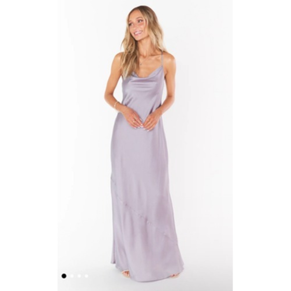 Show Me Your MuMu Dress Womens Small Purple Tuscany Satin Maxi Slip Gown Wedding